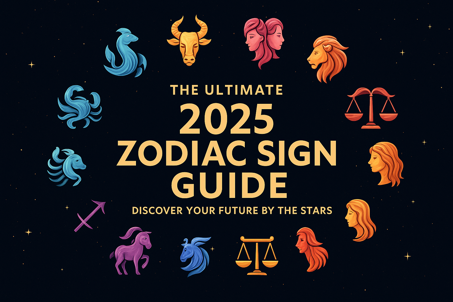 Illustration of 12 zodiac signs for the 2025 astrology guide.